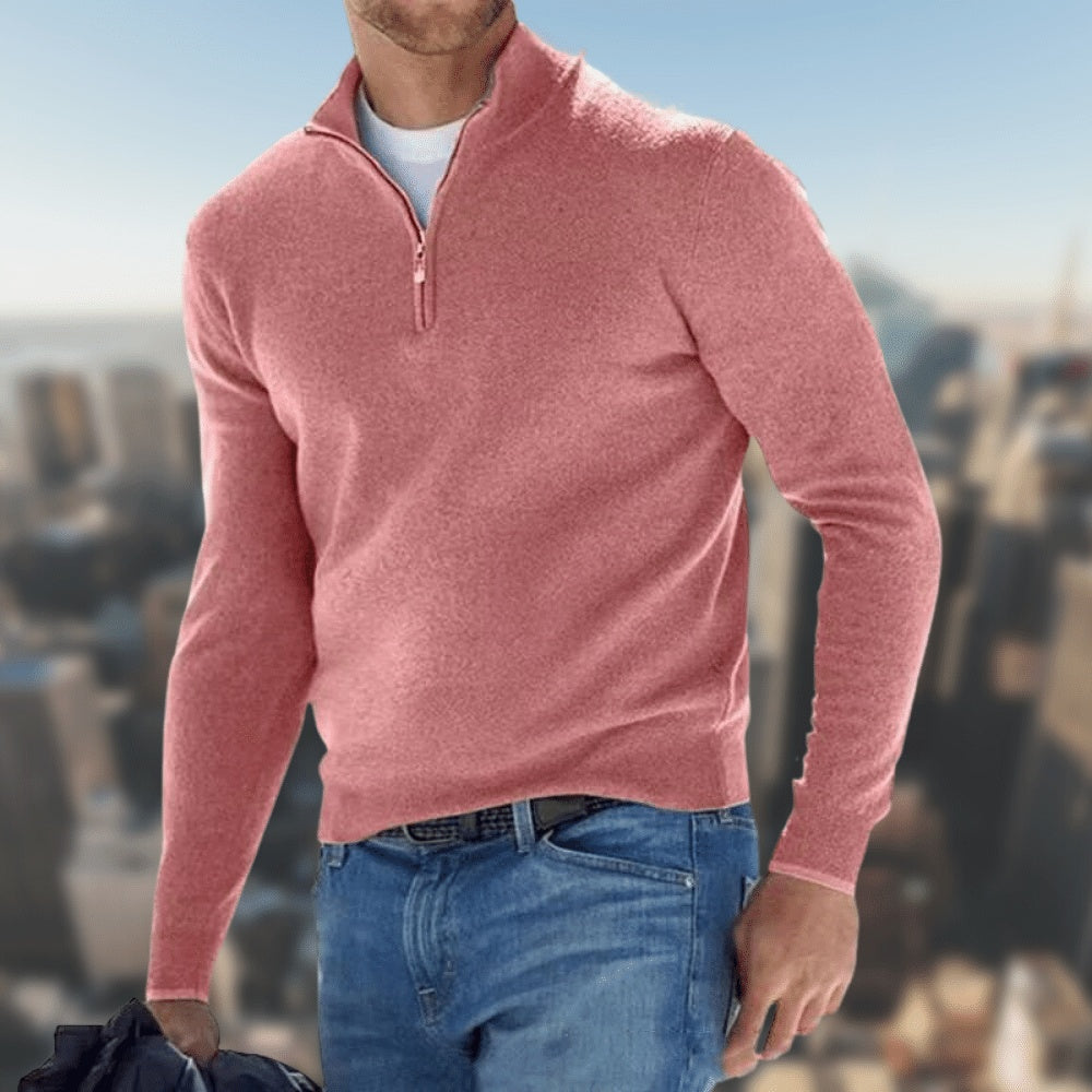 Knit Sweater with Half-Zip