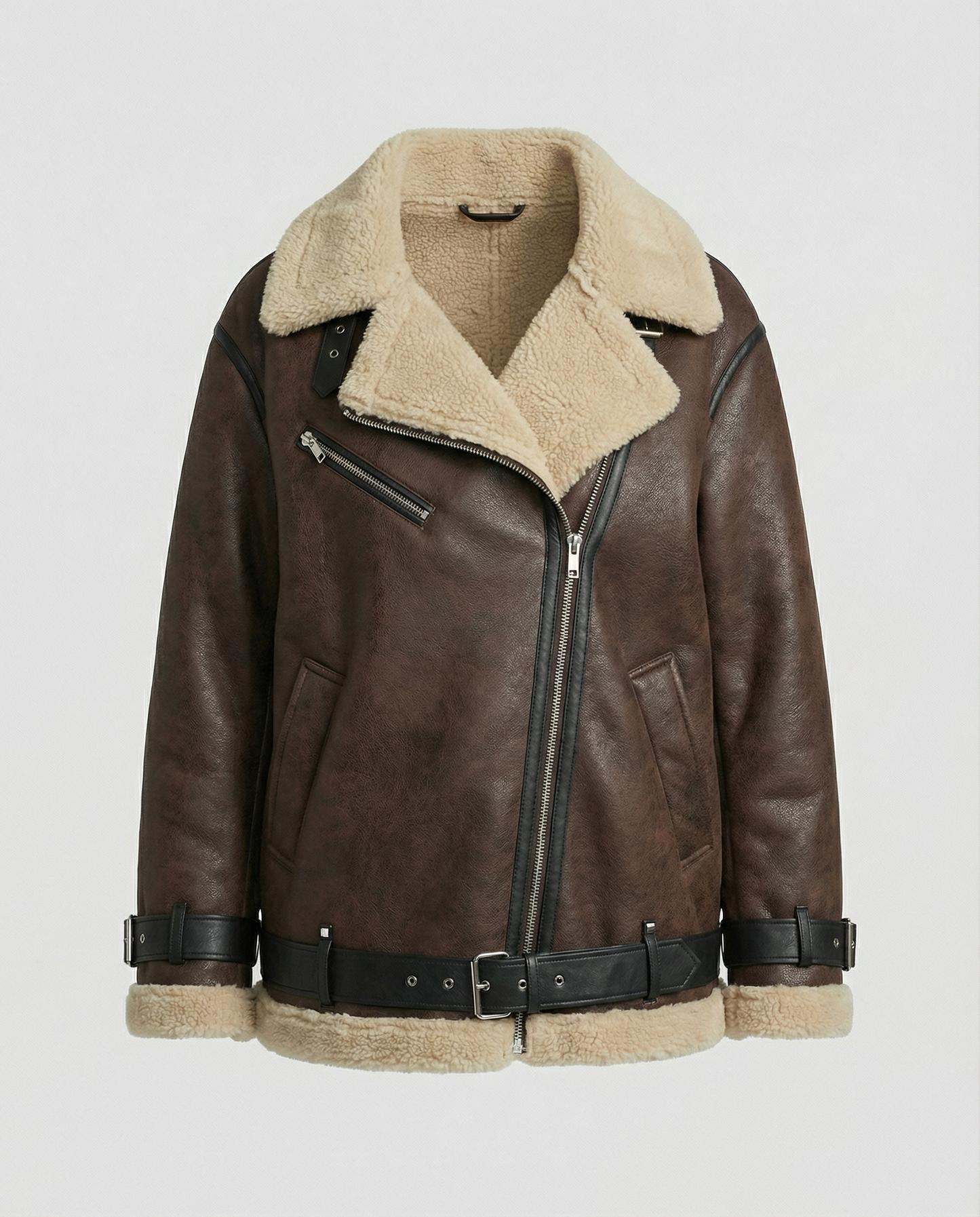 Elegant Revers Faux Leather Jacket