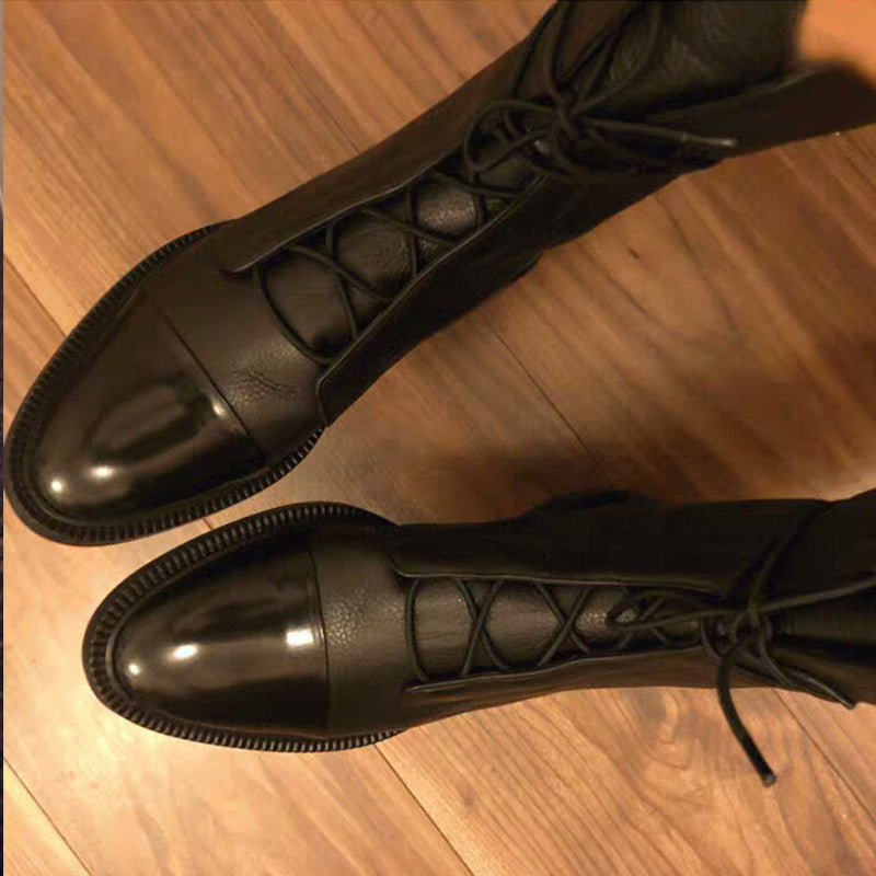 Leather lace-up ankle boots