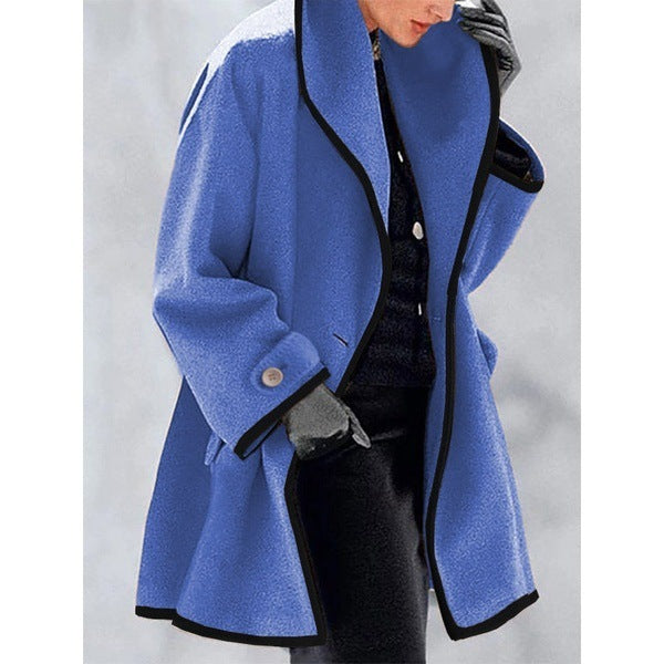 Stylish coat with contrast piping