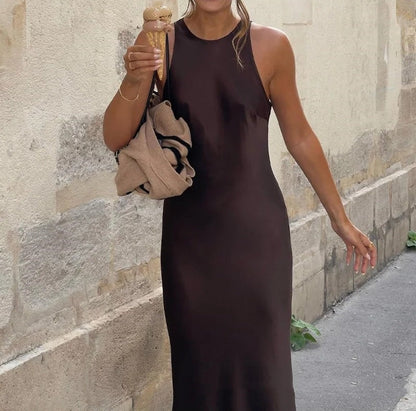 Satin Finish Midi Dress