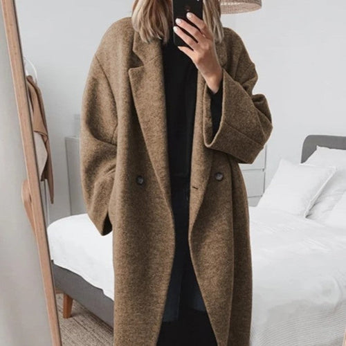 Long Oversize Coat in Caramel Shade