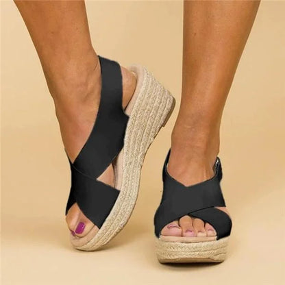 Wedge Sandals with Braided Sole