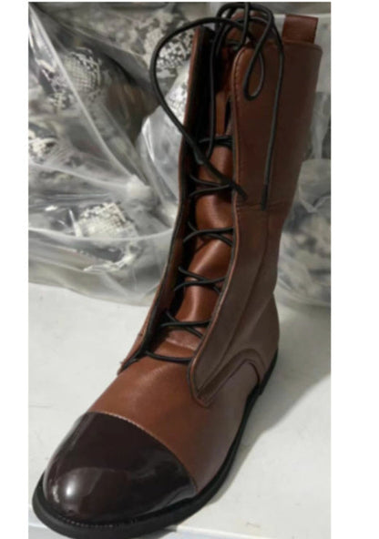 Leather lace-up ankle boots