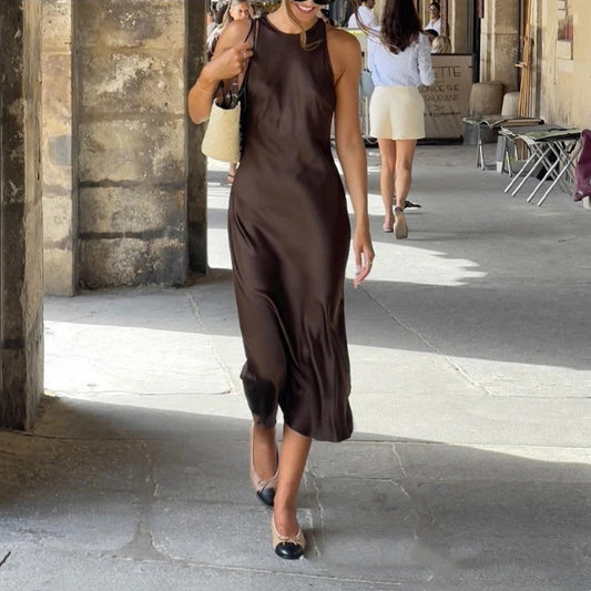 Satin Finish Midi Dress