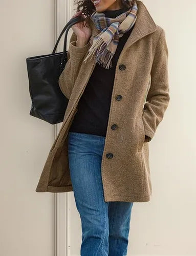 Winter Coat Made of Wool Blend, Button-Down