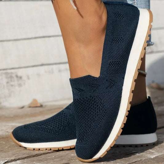 Black Knit Slip-ons with White Sole