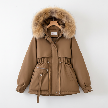 Eloura-Moda | Women's Parka with Fur Hood and Adjustable Waist, Plus Sizes