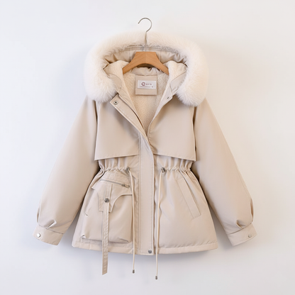 Eloura-Moda | Women's Parka with Fur Hood and Adjustable Waist, Plus Sizes