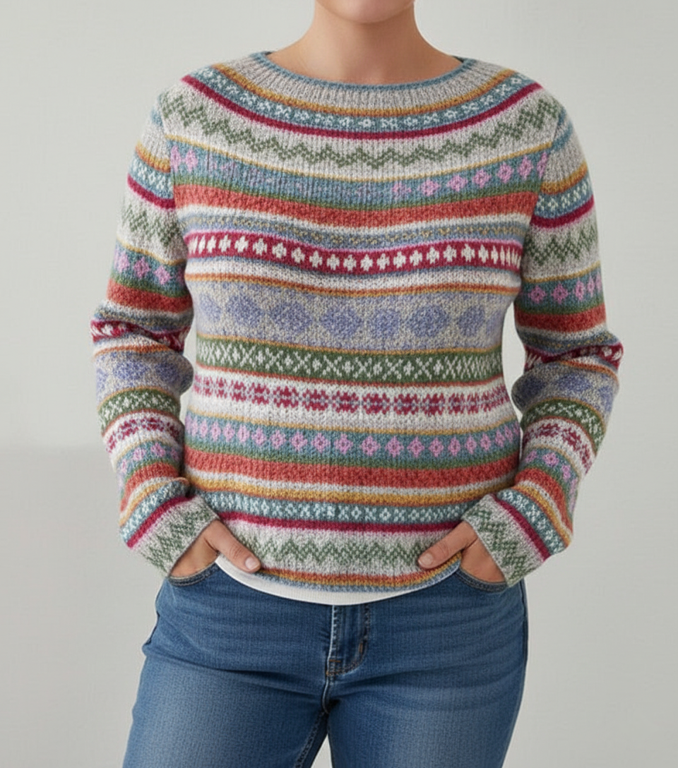 Eloura-Moda | Women's Multicolored Patterned Sweater, Plus Sizes