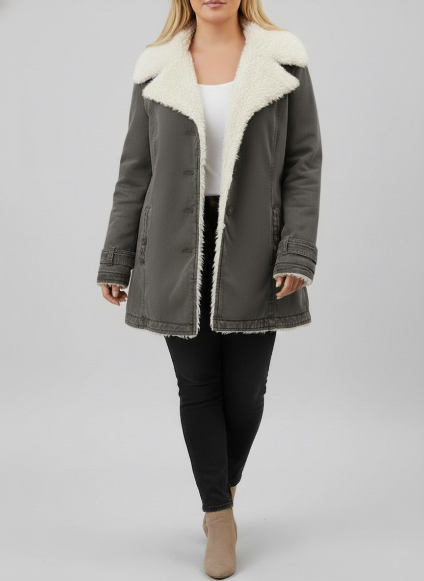 Eloura-Moda | Women's Warm Sherpa-Lined Winter Jacket, Plus Sizes