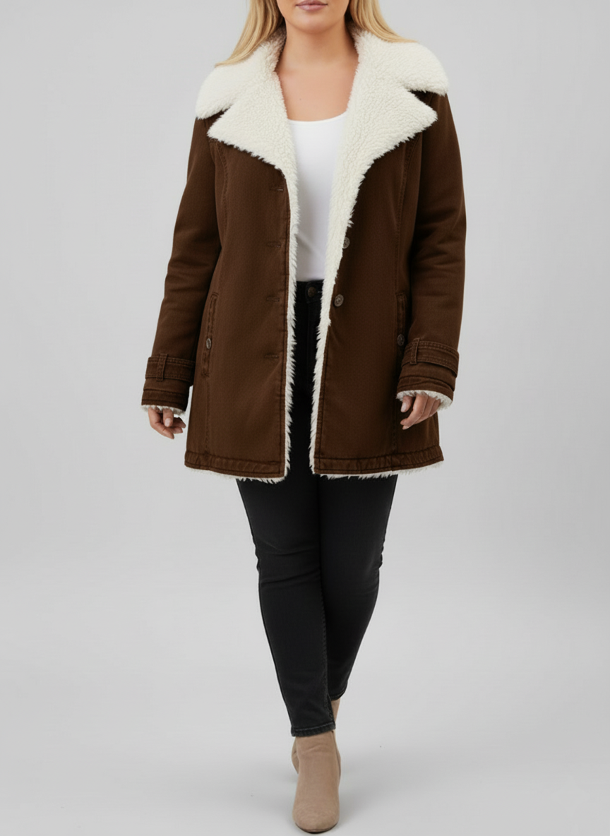 Eloura-Moda | Women's Warm Sherpa-Lined Winter Jacket, Plus Sizes