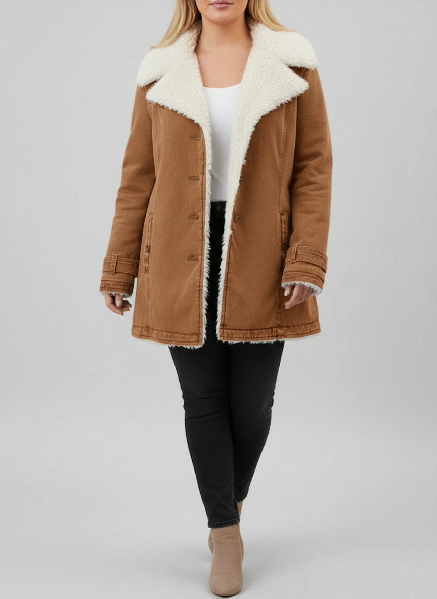 Eloura-Moda | Women's Warm Sherpa-Lined Winter Jacket, Plus Sizes