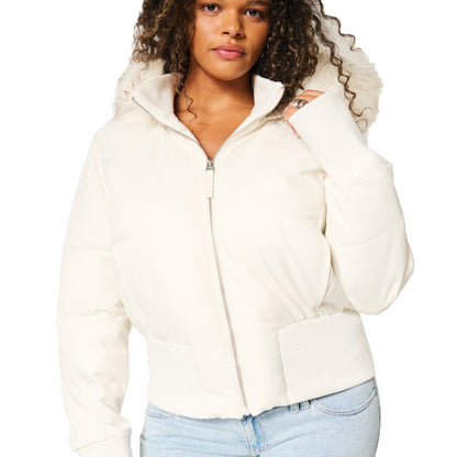 Women's Quilted Winter Jacket with Removable Hood and Elastic Cuffs Eloura-Moda