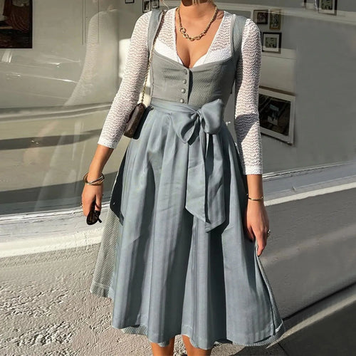 Stylish dirndl dress in a shade of silvery blue