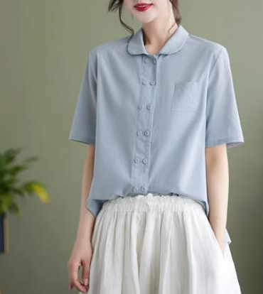 White Linen Shirt with Mid-Length Sleeve