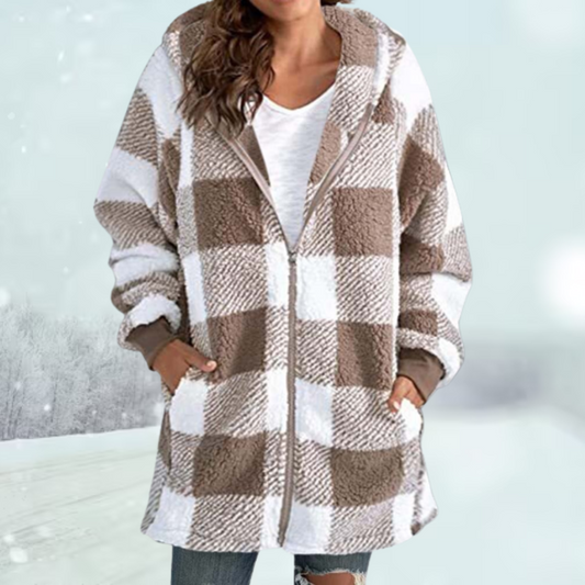 Eloura-Moda | Comfortable Checkered Jacket with Hood
