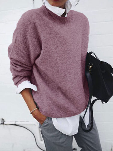 Oversize Sweater in Wool Blend with Round Neckline