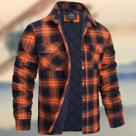 Ethan - Cotton Flannel Shirt, Insulated, Plaid, Winter, Work, Casual