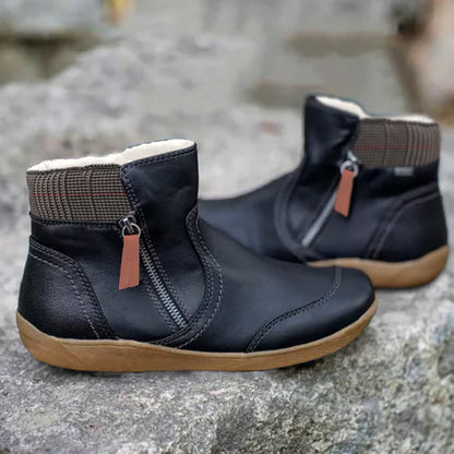 Lila Damenstiefeletten mit Reißverschluss, modisch und bequem, ideal für Herbstmode. Hochwertiges Leder, rutschfeste Sohle, trendiges Design.