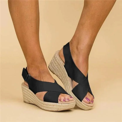 Wedge Sandals with Braided Sole