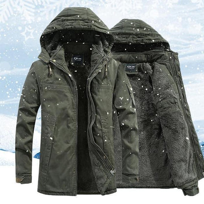 Winter jacket with a hood and a fleece lining