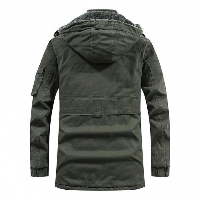 Winter jacket with a hood and a fleece lining