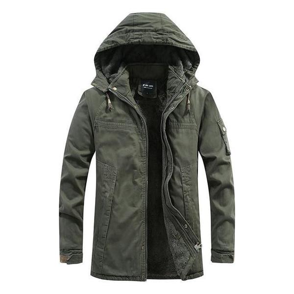 Winter jacket with a hood and a fleece lining