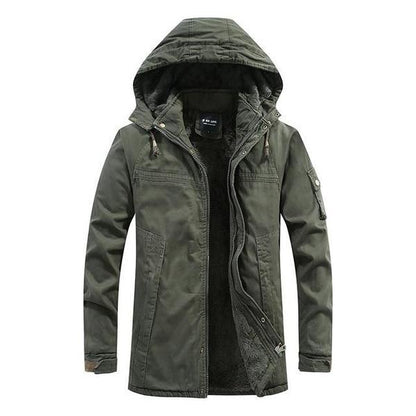 Winter jacket with a hood and a fleece lining