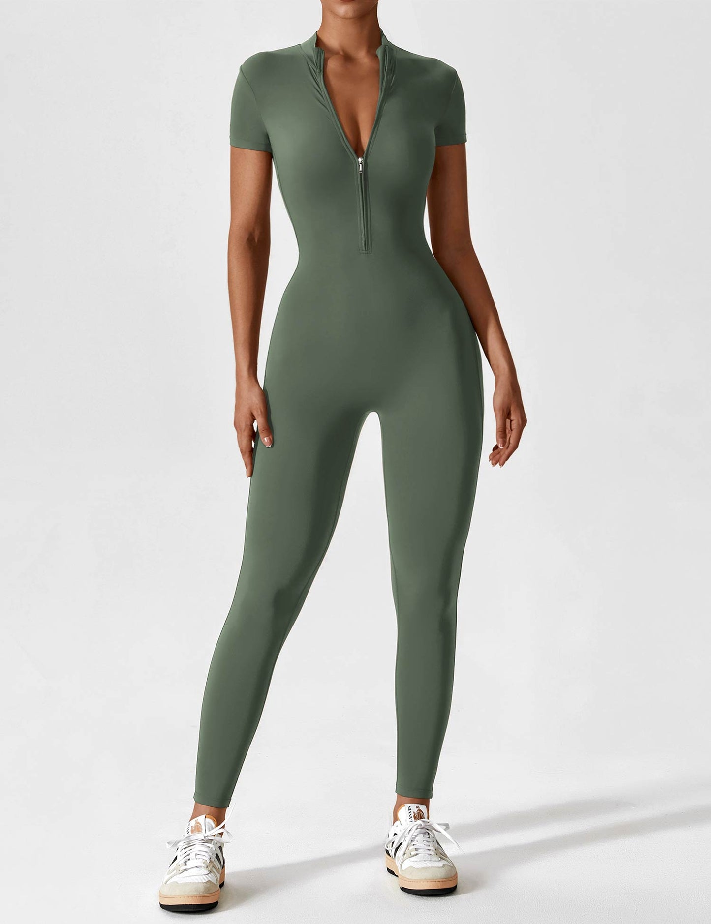 Eloura-Moda | Chic Autumn Jumpsuit with Stand Collar and Zipper for Women