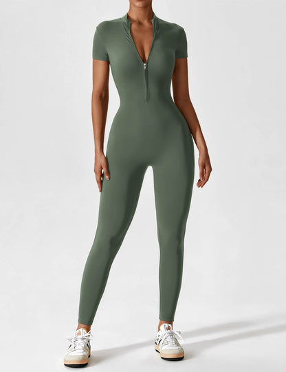 Eloura-Moda | Chic Autumn Jumpsuit with Stand Collar and Zipper for Women